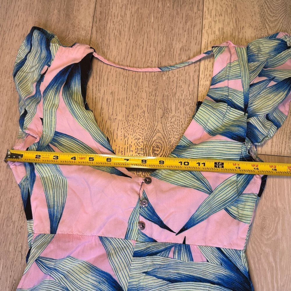 Vici maxi floral pink and blue flowy maxi dress tropical flutter sleeves size s - Picture 8 of 10